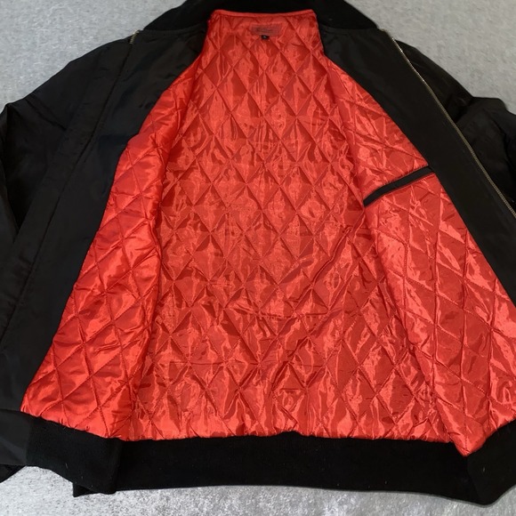 Killion MA-1 Bomber Jacket Men's Large Black Red Quilted Lining Streetwear Zip - Picture 2 of 13
